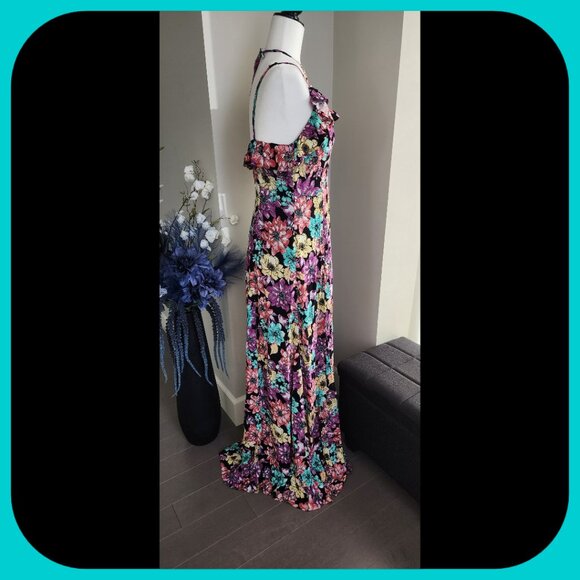 LULUS || Dynah Black Floral Print Maxi Dress (SIZE L) - Picture 7 of 9
